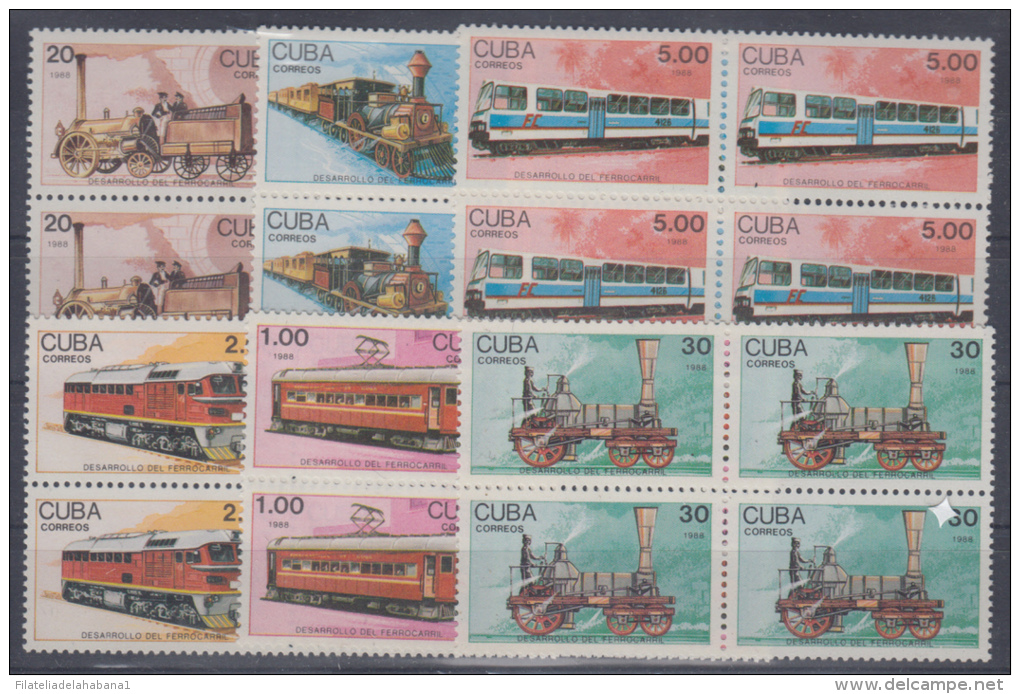 1988.22- * CUBA 1988. MNH. FERROCARRIL. RAILROAD. RAILWAYS. TRAIN. LOCOMOTIVE. COMPLETE SET. - Neufs