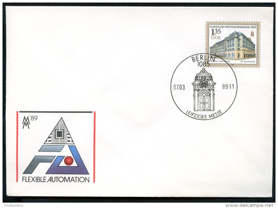 DDR U9 Umschlag HANDELSHOF LEIPZIG Sost. PORTAL ROMANUS HAUSES 1989  Kat. 5,00 € - Covers - Used