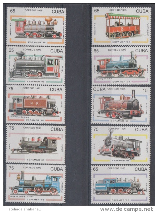 1996.23- * CUBA 1996. MNH. ESPAMER´98. FERROCARRILES. RAILROAD. RAILWAYS. TRAIN. LOCOMOTIVE. - Unused Stamps