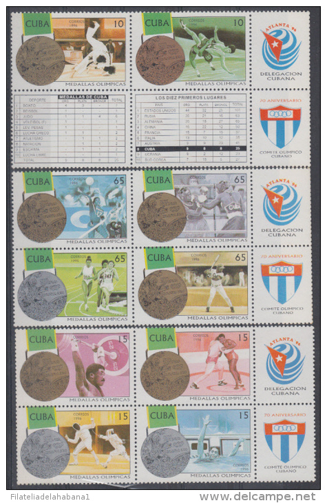 1996.24- * CUBA 1996. MNH. MEDALLAS OLIMPICAS. OLIMPIC GAMES ATLANTA. JUEGOS OLIMPICOS. OLIMPIADAS. - Unused Stamps