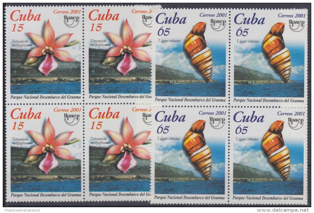 2001.24- * CUBA 2001. MNH. AMERICA UPAEP. PARQUE NACIONAL DESEMBARCO DEL GRANMA. ORQUIDEA. ORCHILD. CARACOL. SNAIL. - Ungebraucht