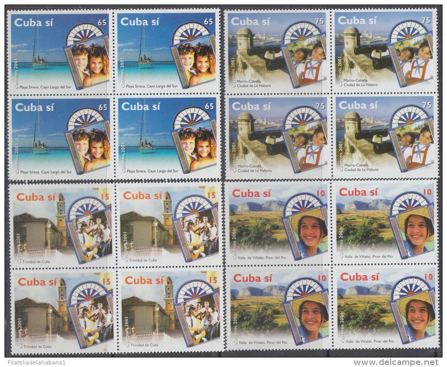 2001.29- * CUBA 2001. MNH. TURISMO. VISTAS TURISTICAS. CAYO LARGO. TRINIDAD. P. RIO. CASTILLO CABAÑA. BLOCK 4. - Unused Stamps