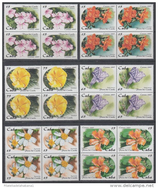 1997.36 CUBA 1997. MNH. FLORES DEL CARIBE. CARIBBEAN FLOWERS. BLOCK 4. - Unused Stamps
