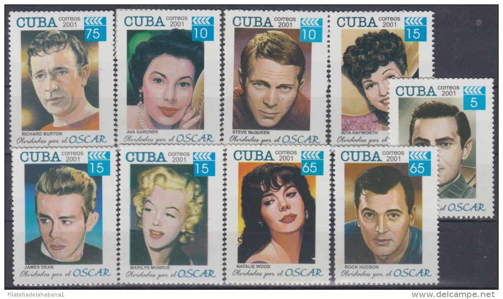 2001.41- * CUBA 2001. MNH. OLVIDADOS POR EL OSCAR. MARILYN MONROE. RICHARD BURTON. STEVE MCQUEEN. AVA GARDNER. - Neufs