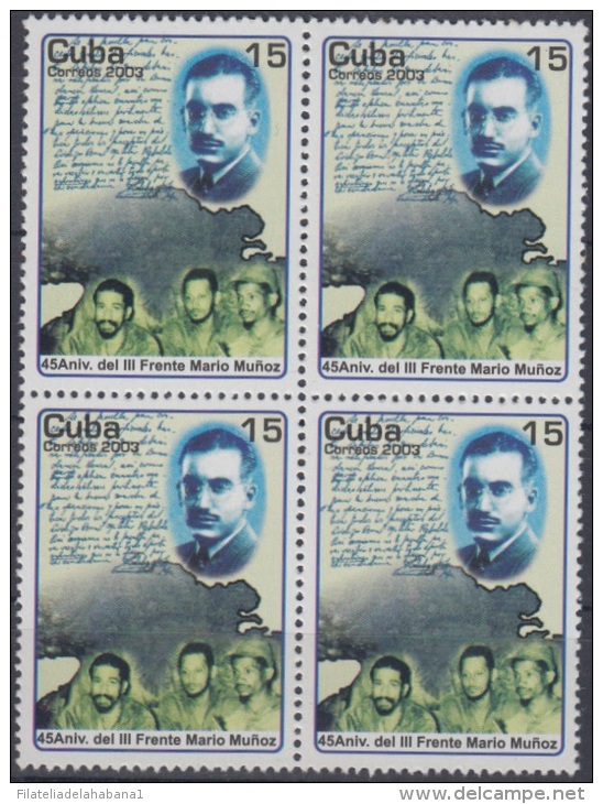 2003.33 CUBA 2003. MNH. 45 ANIV III FRENTE GUERRILLERO MARIO MUÑOZ MONROY. BLOCK 4. - Neufs