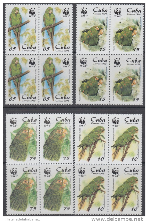 1998.34- * CUBA 1998. MNH. WWF. PARROT. LOROS. COTORRAS. PAJAROS. AVES. BIRDS. BLOCK 4. - Unused Stamps