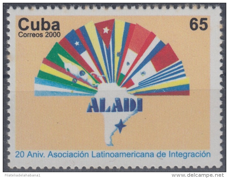 2000.18- * CUBA 2000. MNH. ALADI. ASOCIACION LATINOAMERICANA DE INTEGRACION. MAPA DE AMERICA DEL SUR. MAP. - Usados