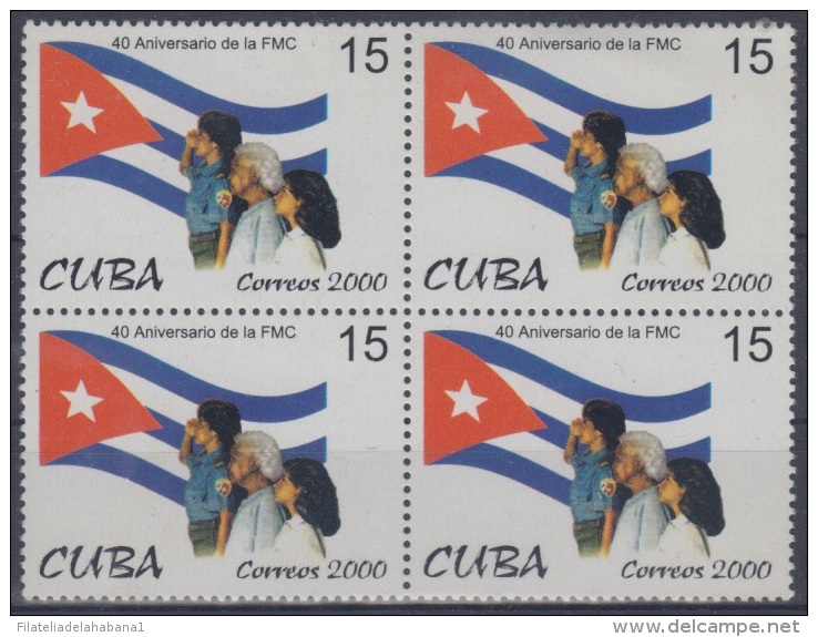 2000.25- * CUBA 2000. MNH. 40 ANIV FMC. FEDERACION MUJERES CUBANAS. BANDERA. FLAG. BLOCK 4. - Oblitérés