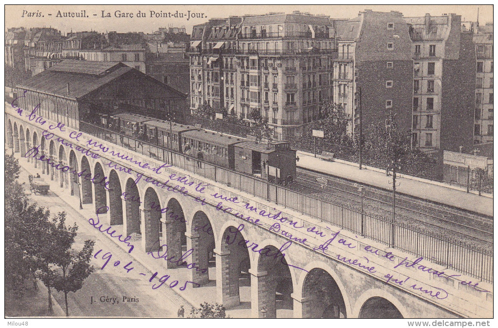 75 - PARIS - AUTEUIL - La Gare Du Point Du JOUR - Petite Ceinture - (train, Gare Intérieur) - Ed J.Géry - Métro Parisien, Gares