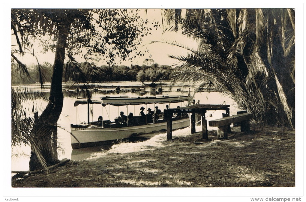 RB 1010 -  Real Photo Postcard - Lake Boat Near The Boat-house - Zambezi River Above Victoria Falls - Zambia &amp; Rhode - Zimbabwe