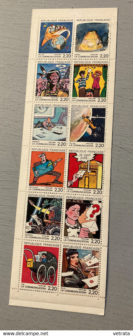 Carnet De 12 Timbres 1988 "La Communication" Par Dessinateurs (Reiser, Pellos, Bretecher, Moebius, Tardi, Bilal,Lob, Fre - Autres & Non Classés