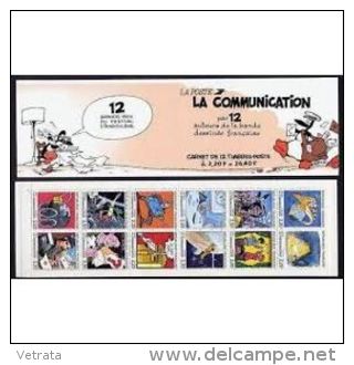 Carnet De 12 Timbres 1988 "La Communication" Par Dessinateurs (Reiser, Pellos, Bretecher, Moebius, Tardi, Bilal,Lob, Fre - Autres & Non Classés