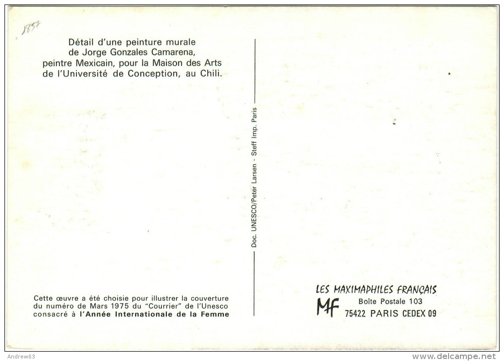 FRANCIA - France - 1975 - Carte Maximum - ANNÉE INTERNATIONALE DE LA FEMME - Bobigny - Femme Avenir De L´homme Aragon - 1970-1979