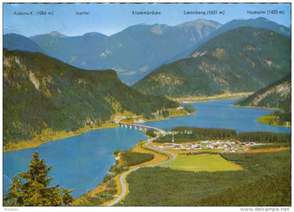 Germany  - Postcard Circulated 1970 - Deutsche Alpenstrasse Mit Ort Fall,Sylvensteinsee Und Klammbrucke  - 2/scans - Lenggries