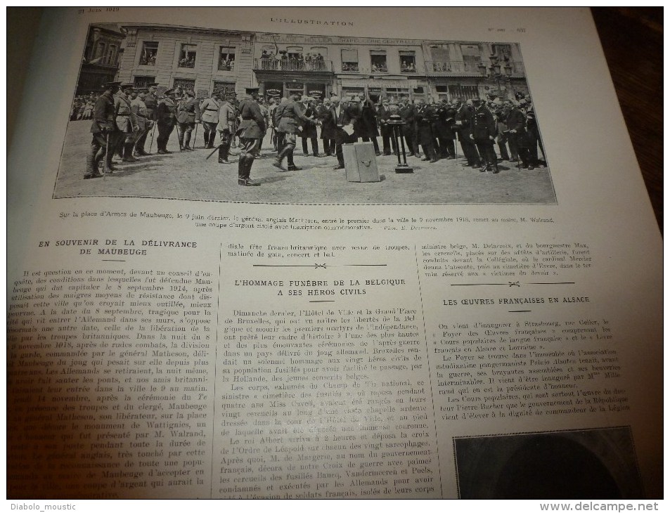 1919: Procession WORMS; Français à Tchernavoda;Rééducation mutilés à Neuilly-sur-Seine;Gl Berthelot;Maubeuge;Miss Wilson