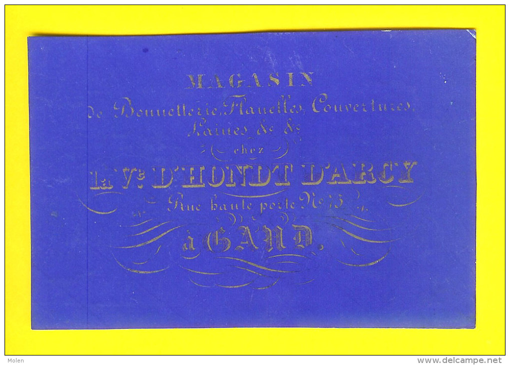 Magasin Bonnetterie Flanelles Laines HOOGPOORT Ca 1850 GENT CARTE PORCELAINE PORSELEINKAART Porceleinkaart METIER 1384 - Kleidung & Textil