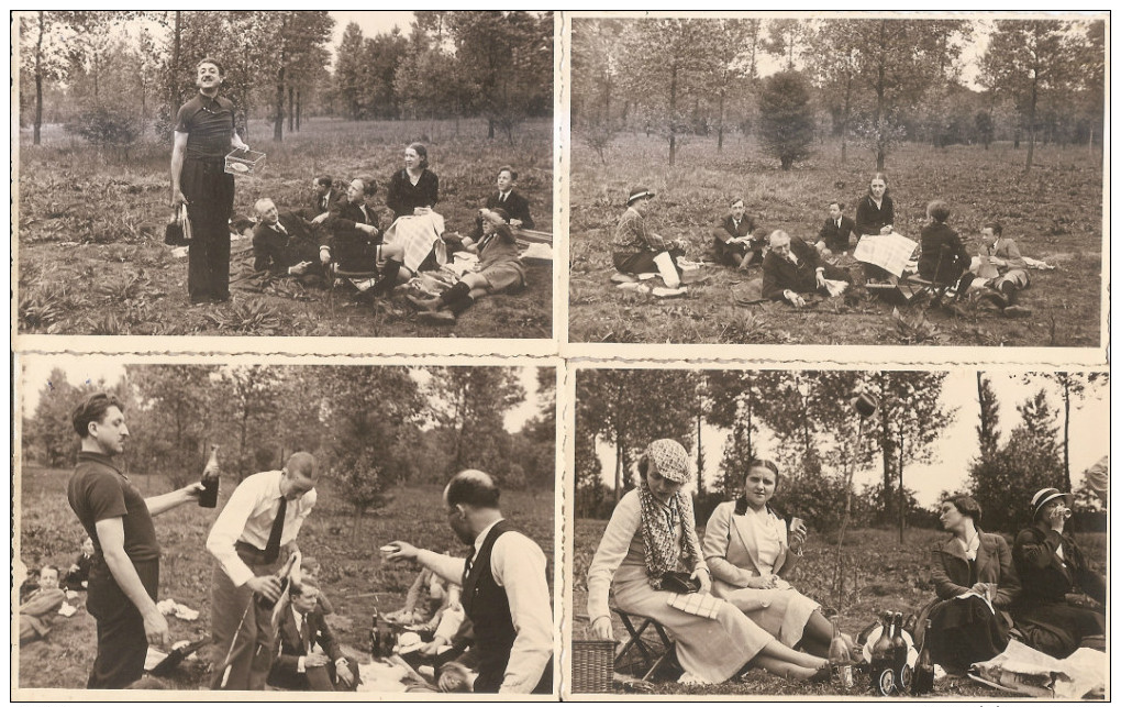 Un Pic-nic Bien Arrosé-4 Photos 1933 - Personnes Anonymes