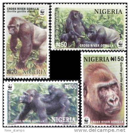 Nigeria 2008 WWF Gorillas 4v MNH - Nigeria (1961-...)