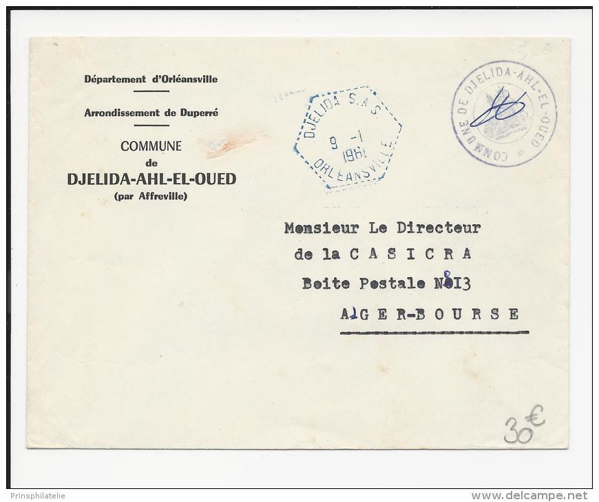 LETTRE ALGERIE  DJELIDA SAS EN BLEU ORLEANSVILLE   COVER - Covers & Documents