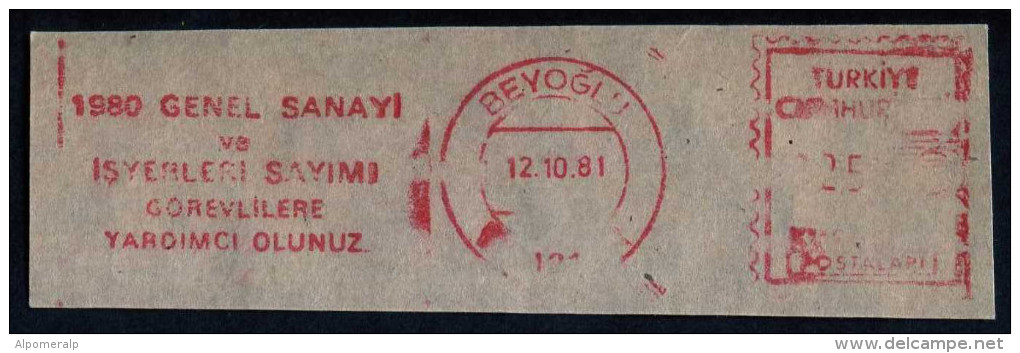 Machine Stamps (ATM) Red Special Cancels BEYOGLU 12.10.81 (#65) - Distributeurs