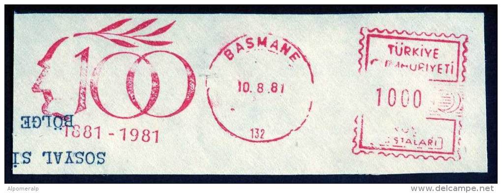 Machine Stamps (ATM) Red Special Cancels BASMANE 10.8.81 (#60) - Automaten