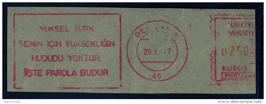 Machine Stamps (ATM) Red Special Cancels BERGAMA 29.11.77 (#48) - Automatenmarken