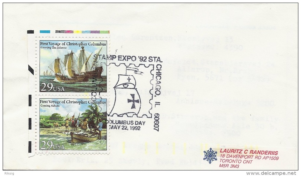 Christopher Columbus. Cover USA. Columbus Day 1992.Stamp Expo.   H-33 - Cristóbal Colón