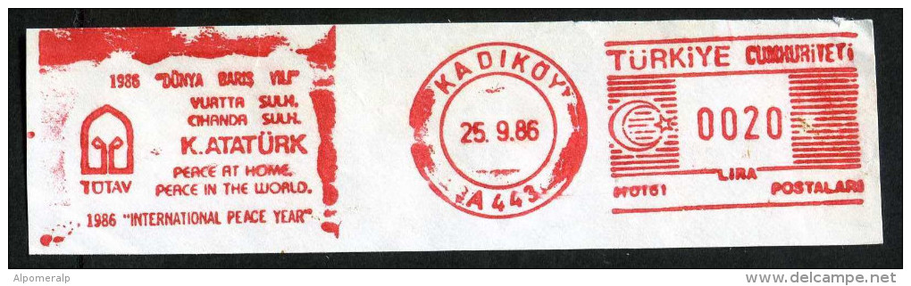 Machine Stamps (ATM) Red Special Cancels KADIKOY 25.9.86 (#27) - Distributeurs