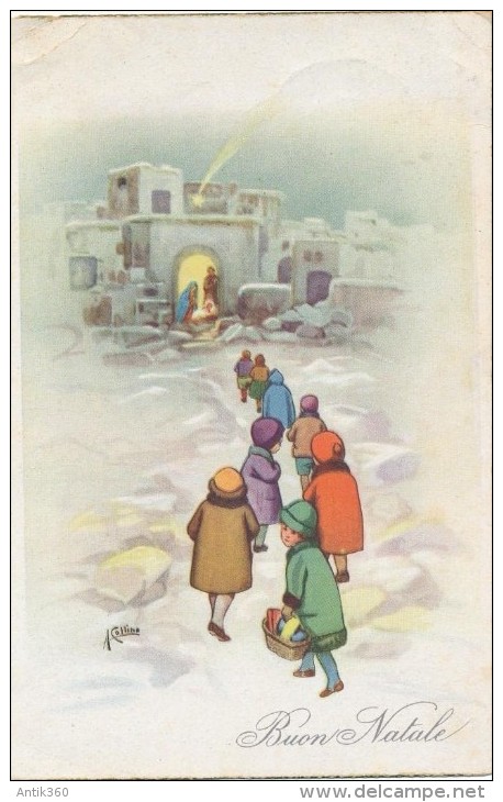 CPSM ITALIE - Illustrée Par A. Collina - Nativité - Buon Natale - Verbania