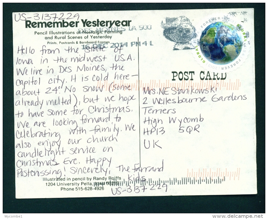 USA  -  Remember Yesterday  Pencil Illustration   Used Postcard As Scans - Des Moines