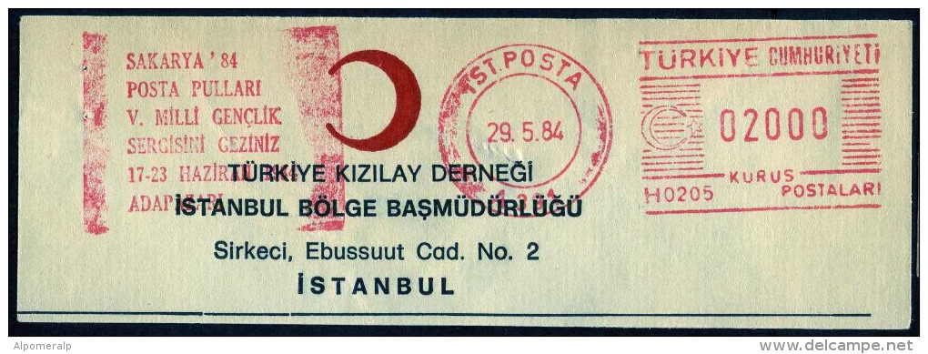 Machine Stamps (ATM) Red Special Cancels ISTANBUL POSTA 29.5.84 RED CRESCENT (#20) - Automatenmarken