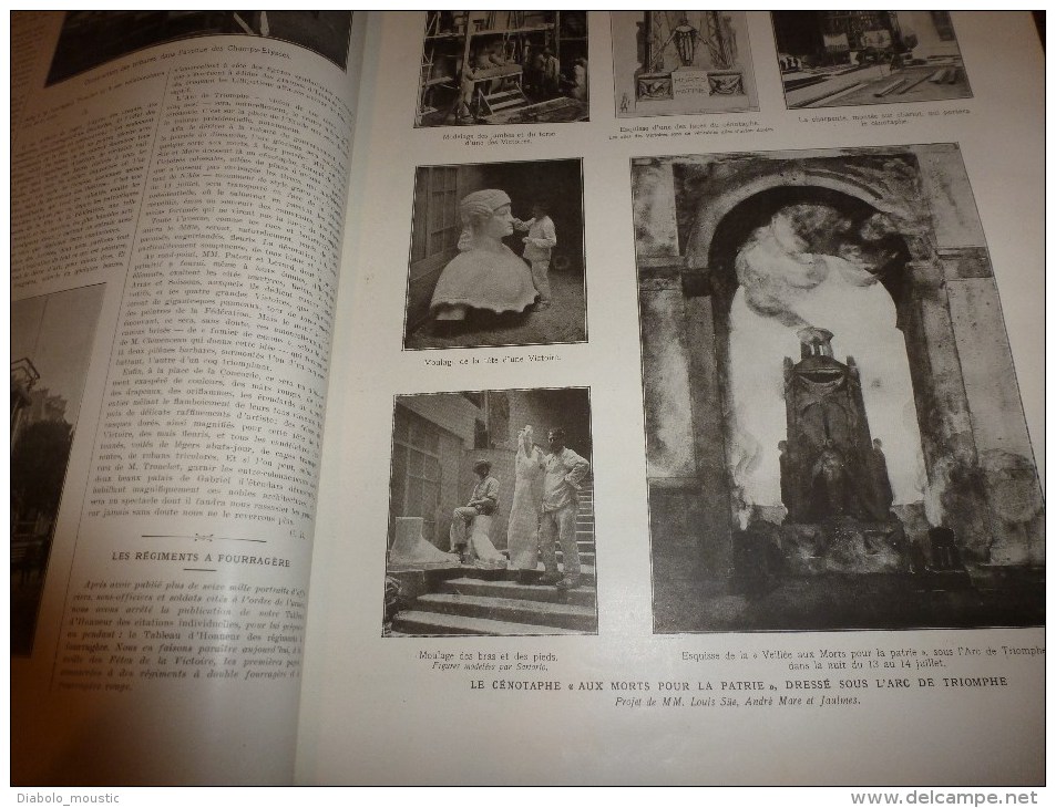 1919: Préparatifs Fête VICTOIRE;Projet VOIE TRIOMPHALE Par Artistes-Poilus;Dirigeable R-34 Traverse Atlantique;AVEUGLES - L'Illustration