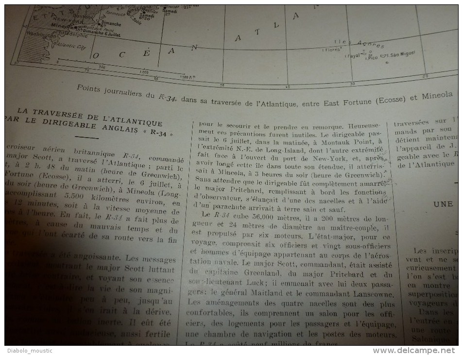 1919: Préparatifs Fête VICTOIRE;Projet VOIE TRIOMPHALE par artistes-Poilus;Dirigeable R-34 traverse Atlantique;AVEUGLES