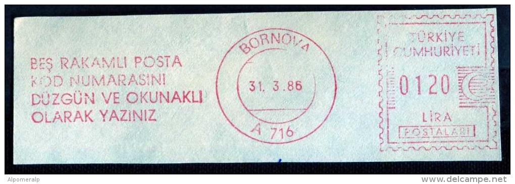 Machine Stamps (ATM) Red Special Cancels BORNOVA 31.3.86 (#13) - Distributori