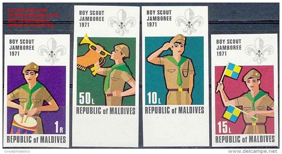 MALDIVE ISL 1971 BOY SCOUTS JAMBOREE IMPERFSC#401-04 SCARCE MNH - Other & Unclassified