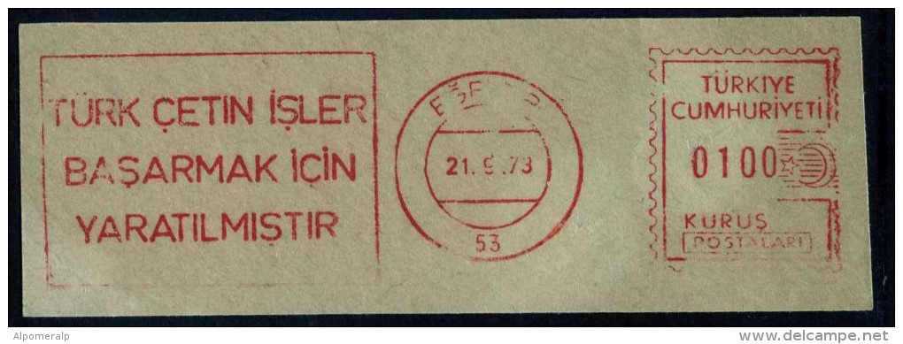 Machine Stamps (ATM) Red Special Cancels EGRIDIR 21.9.73 (#10) - Distribuidores