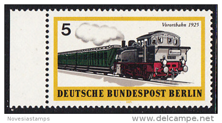 !a! BERLIN 1971 Mi. 379 MNH SINGLE W/ Left Margin -Berlin Public Transport: Commuter Train - Unused Stamps