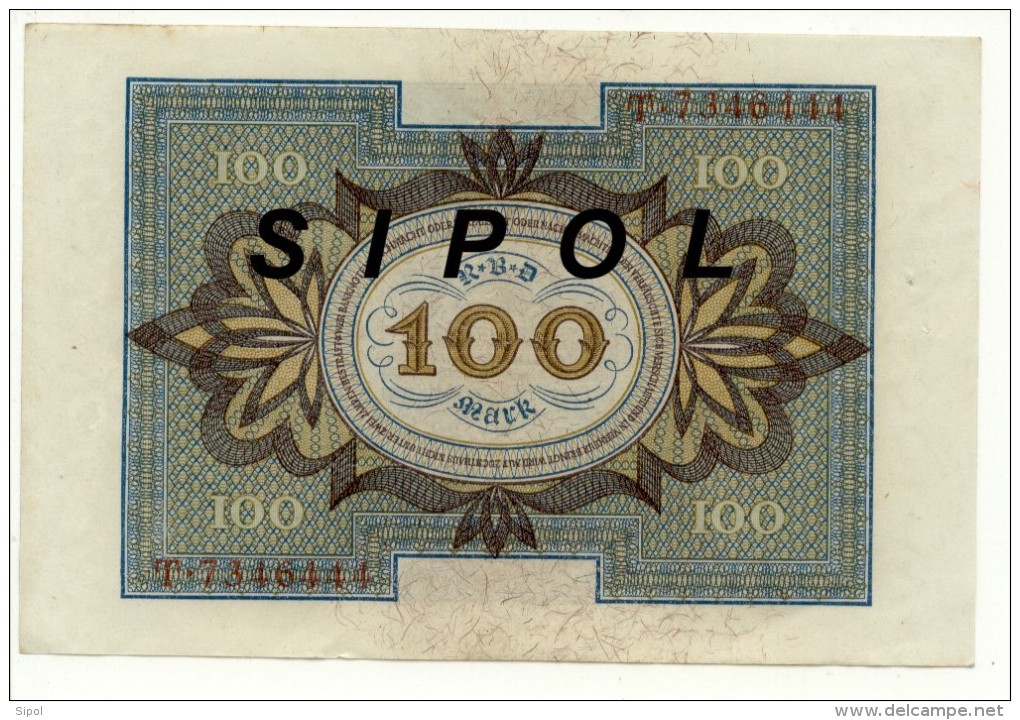 Coupure De 100 Mark Série T 7346444 R B  Trace D épingle Dans La Marge - 100 Mark