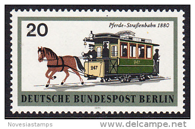 !a! BERLIN 1971 Mi. 381 MNH SINGLE -Berlin Public Transport: Horse Tram - Unused Stamps