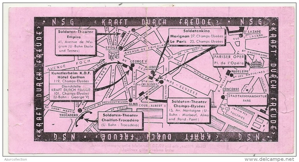 THEATRE EMPIRE . OCCUPATION ALLEMANDE 39/45 . DEUTSCHE ARBEIT FRONT - Tickets - Entradas