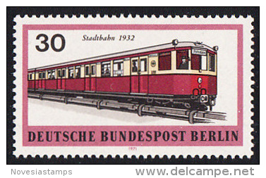 !a! BERLIN 1971 Mi. 382 MNH SINGLE -Berlin Public Transport: Light Rail Transit - Unused Stamps