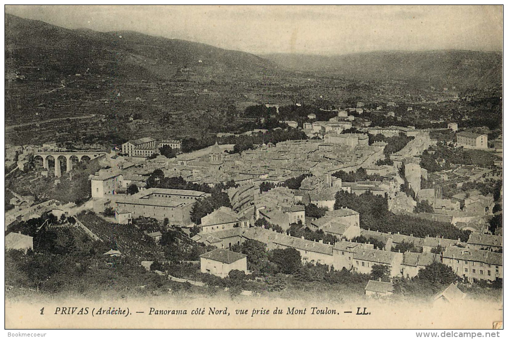 07 PRIVAS  (1) PANORAMA COTE NORD VUE PRISE DU MONT TOULON - Privas