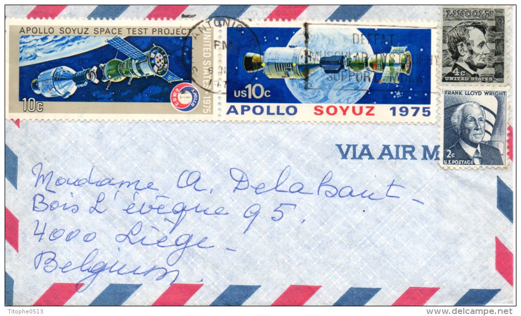 USA. N°1059-60 De 1975 Sur Enveloppe Ayant Circulé. Coopération Spatiale Avec L'URSS. - Amérique Du Nord