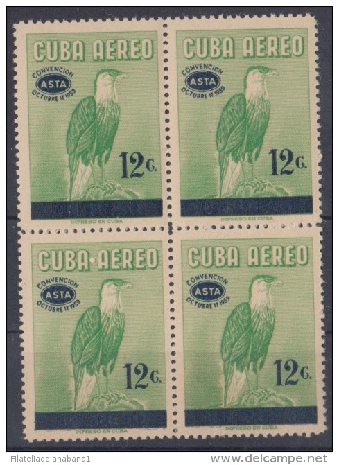 1959.24- * CUBA 1959. MNH. HABILITADO CONVENCION ASTA. AVES. CARAIRA. PAJAROS. BIRD.BLOCK 4. - Gebraucht