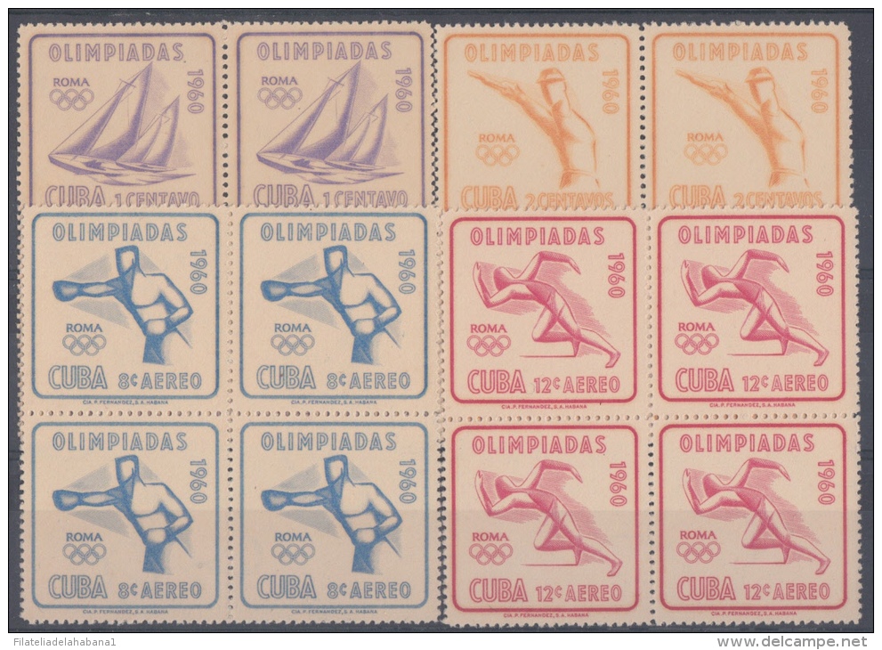 1960.14- * CUBA 1960. MNH. OLIMPIADAS ROMA ITALIA. ITALY OLIMPIC GAMES. COMPLETE SET. BLOCK 4. - Oblitérés