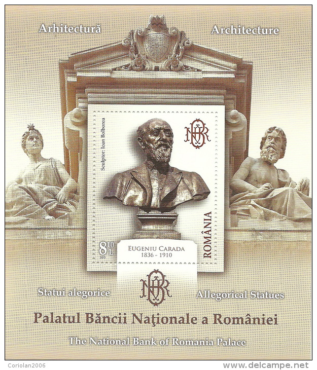 Romania 2013 / National Bank - Architecture - Allegorical Statues / S/S - Nuovi