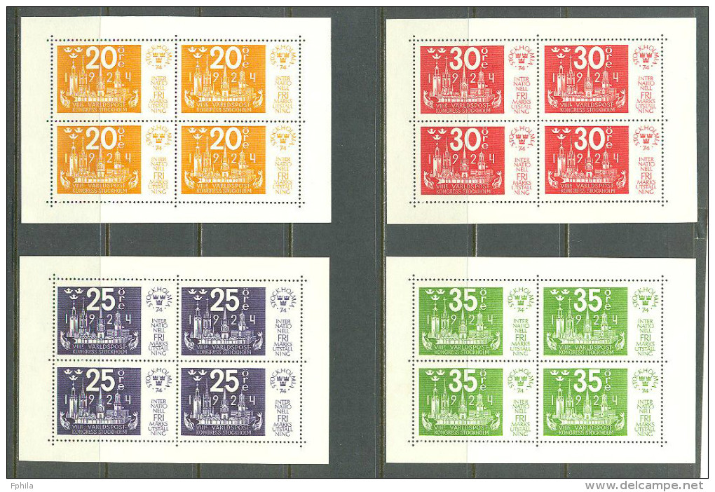 1974 SWEDEN STOCKHOLMIA 4x SOUVENIR SHEETS MICHEL: B2-B5 MNH ** - Blocks & Sheetlets