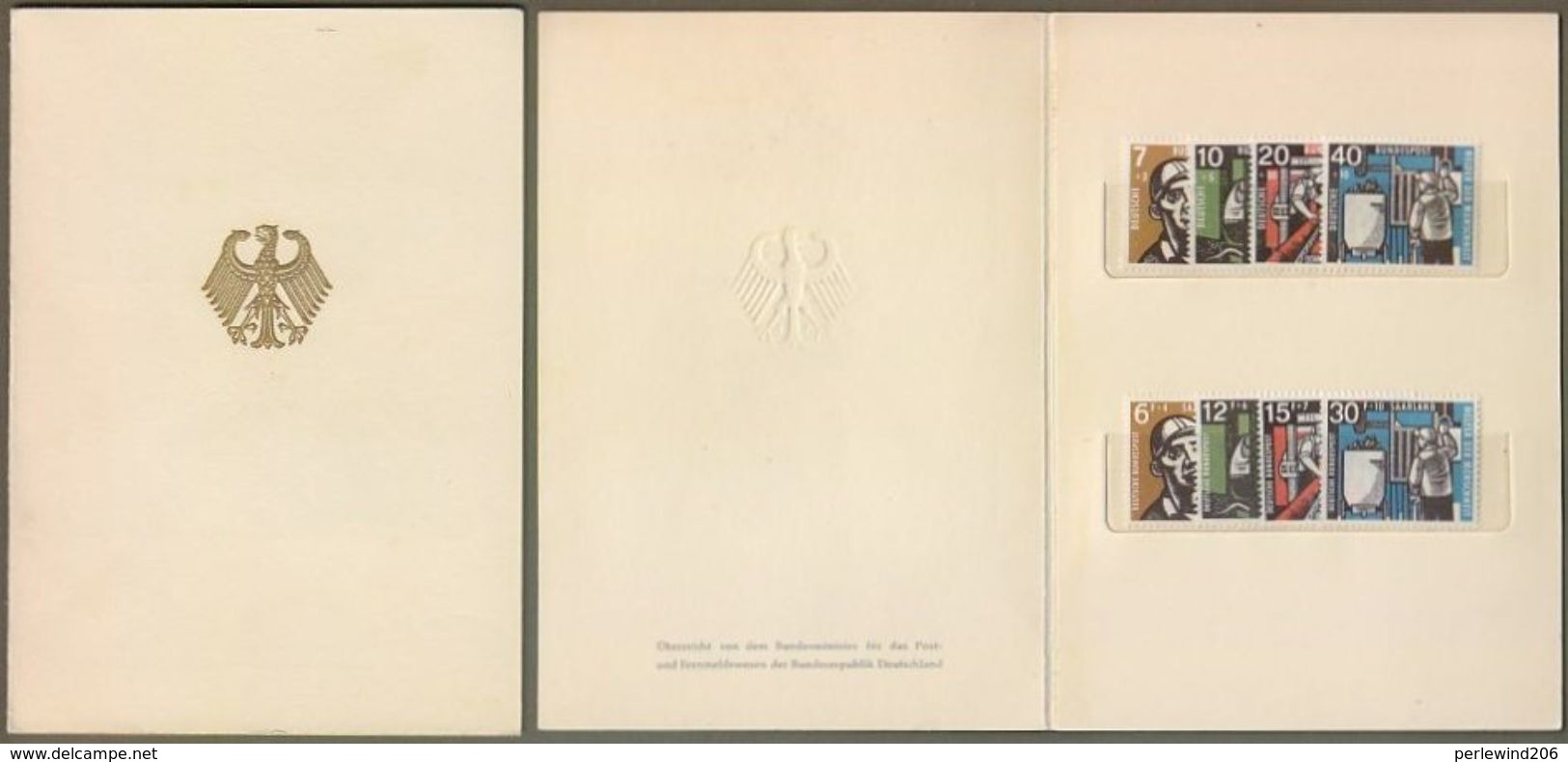 Bund + Saarland: Minister Card, Ministerkarte Typ II, Mi.-Nr. 270-73 U S. 404-07 **: " Wohlfahrt 1957 " RR Joint Issue X - Ongebruikt