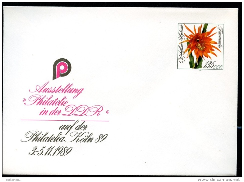 DDR U10 Umschlag  KAKTEE FEUERZAUBER Epiphyllum Hybride ** 1989  Kat. 4,00 € - Private Covers - Mint