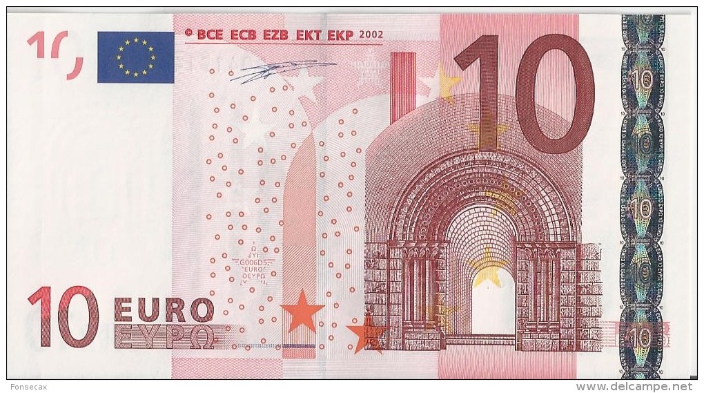 VF NOTA 10 EUROS DO PAYS BAS G006 D5  ASSINATURA  W.D. UNC  W.D. - 10 Euro